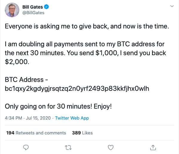 اختراق حساب بيل جيتس على تويتر
