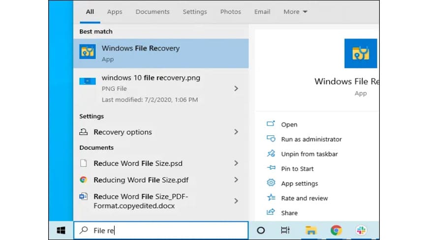 windows-file-recovery screenshot