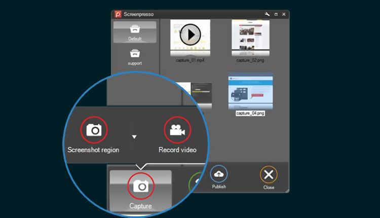 واجهة برنامج تصوير شاشة سطح المكتب فيديو Screenpresso