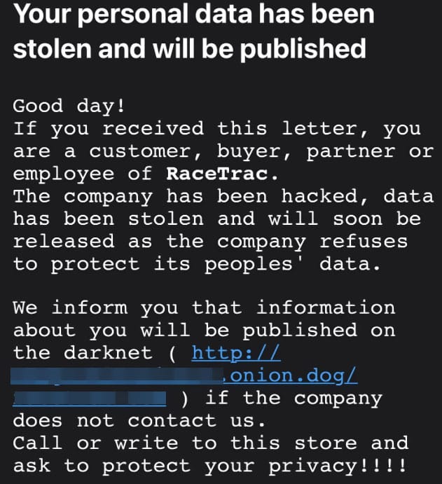 هذه الرسالة من عصابة Clop ransomware